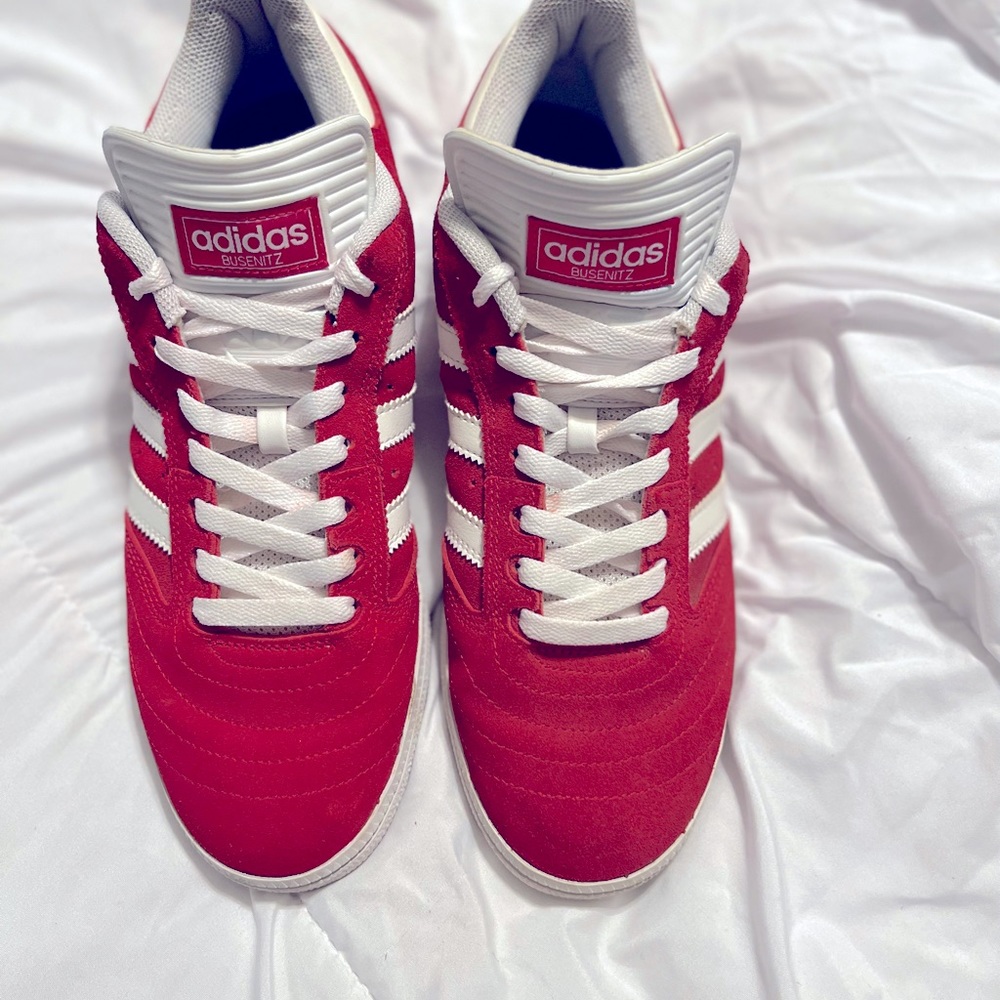 Adidas Busenitz Suede Sneakers Scarlet & White, Mens Size 10
